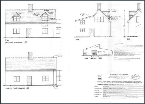 Ashbocking planning drawings for dormer windows in roof