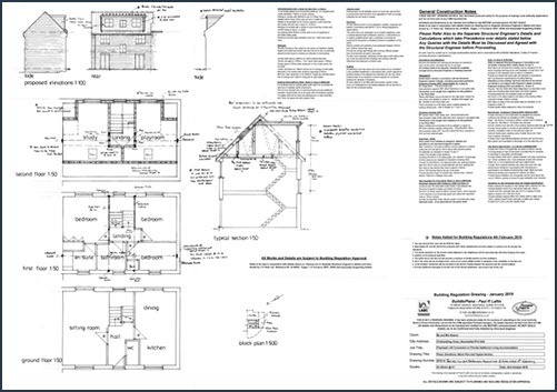 Building regulations drawing for loft conversion Stowmarket