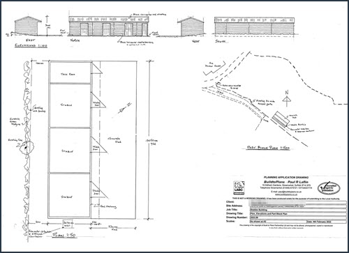 Pakenham planning permission for new stable buildings drawings